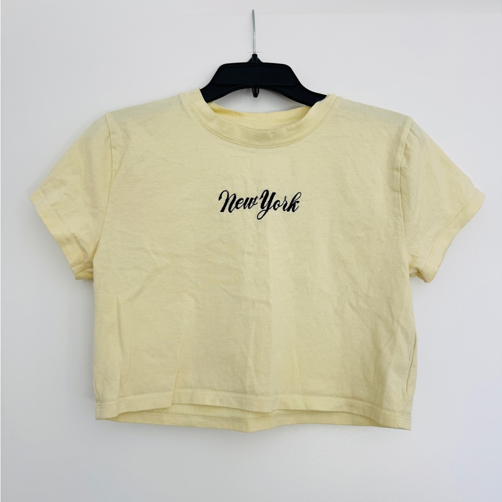 Topshop Embroidered New York Crop T-shirt